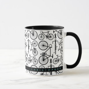 Mug de Motif de vélo noir et blanc moderne