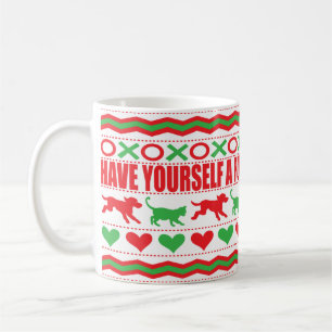 Mug de Noël 11 oz. "Feu de fureur de chien de chat