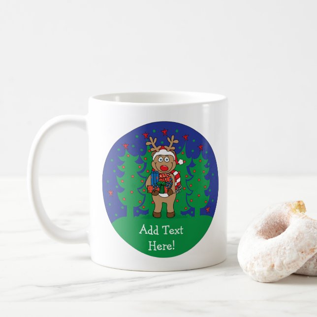 Mug de Noël 11 oz. Les cadeaux Reindeer Personnali (Avec donut)