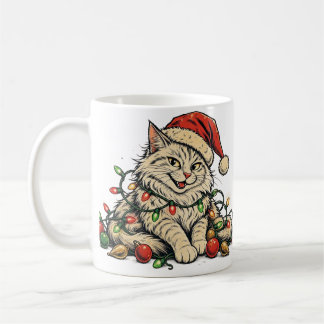 Mug de Noël avec un chat mignon en chapeau de Père