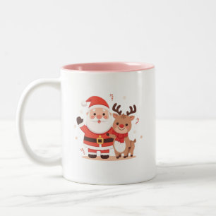 Mug de Noël avec un joli Père Noël et des rennes