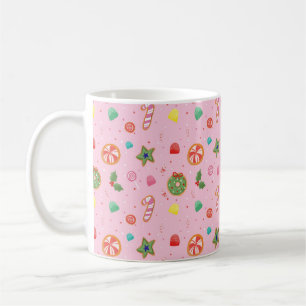 Mug de Noël bonbons rose mignon