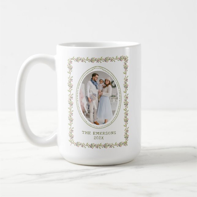 Mug de Noël botanique vert rustique (Gauche)
