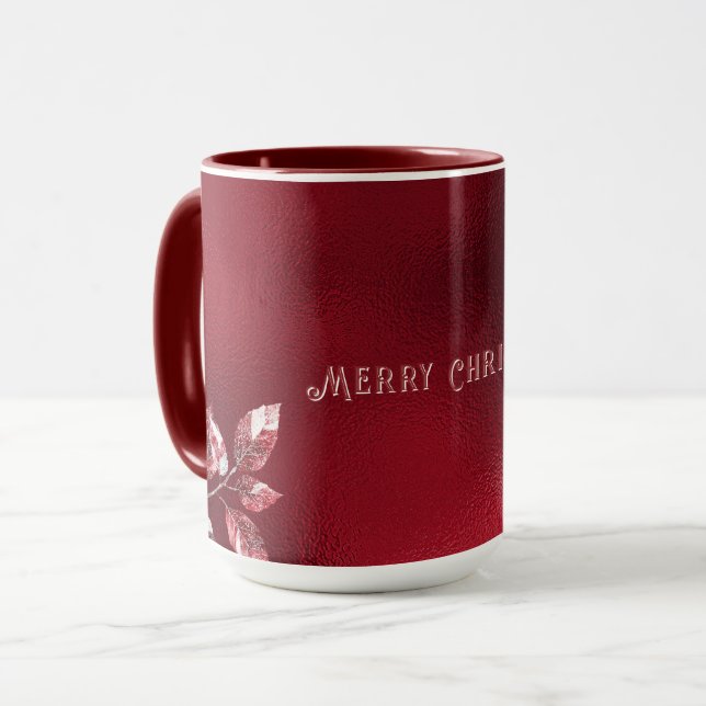 Mug de Noël des Feuilles rouges neige (Devant gauche)