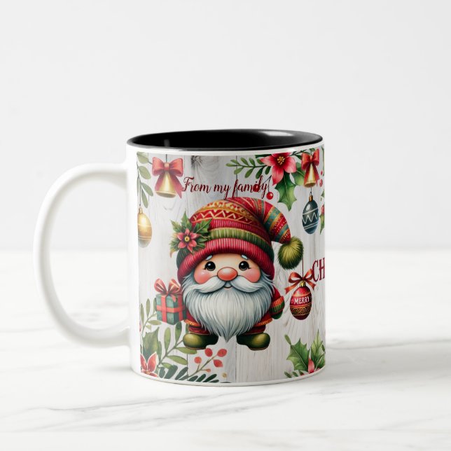Mug de Noël festif avec gnomes, vue saisonnière (Gauche)