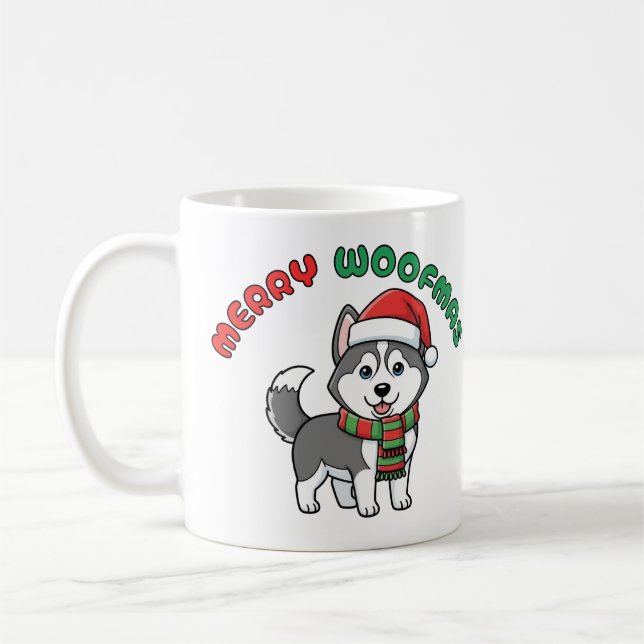 Mug de Noël Husky : Joyeux Woofmas (Gauche)