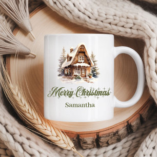 Mug de Noël pastel et terne personnalisé avec nom