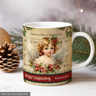 Mug de Noël personnalisé Ange vintage Cadeau Monog