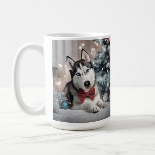 Mug de Noël Sibérien Husky (Gauche)