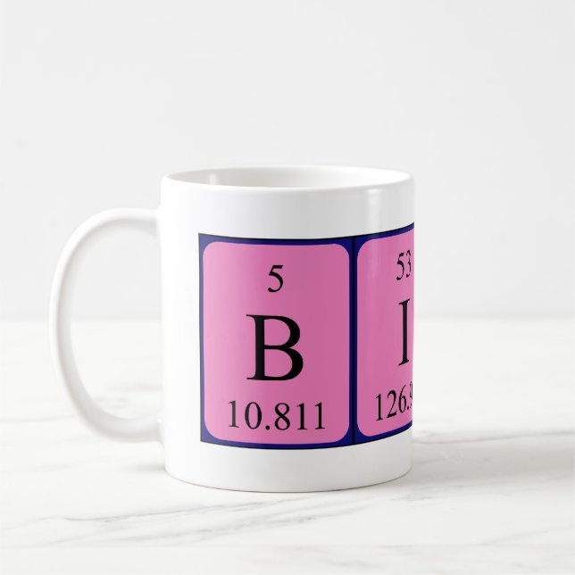 Mug de nom de table périodique bindu (Gauche)