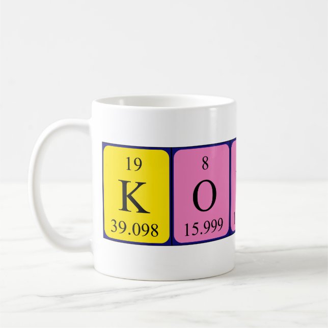 Mug de nom de table périodique Konsta (Gauche)