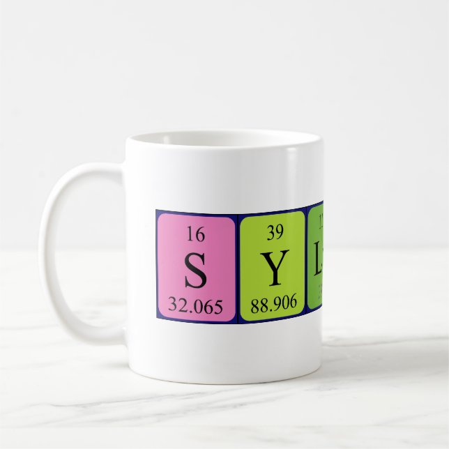 Mug de nom de table périodique Sylvester (Gauche)