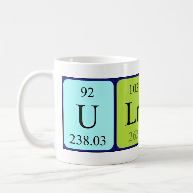 Mug de nom de table périodique Ulrik (Gauche)