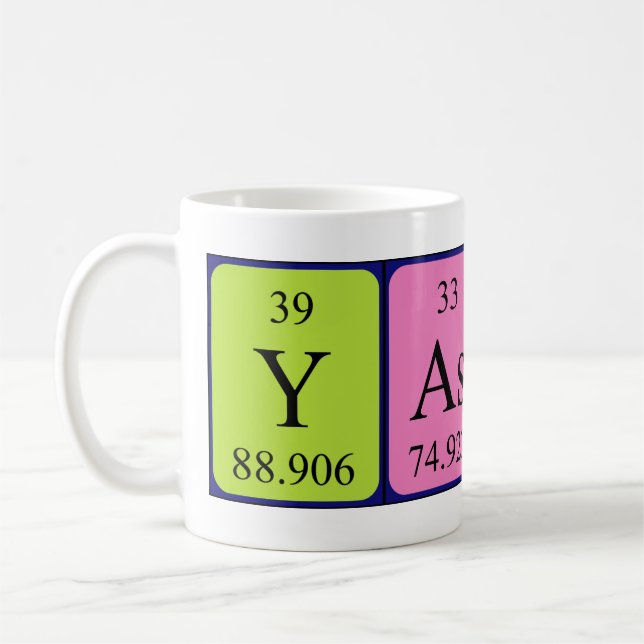 Mug de nom de table périodique Yasser (Gauche)