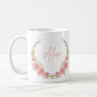 Mug de nom floral personnalisé