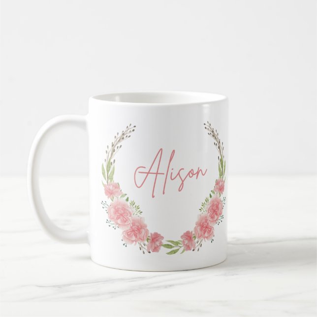 Mug de nom floral personnalisé (Gauche)