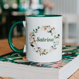 Mug de nom floral personnalisé | Cadeaux pour dome