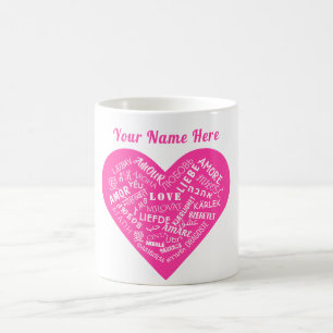 Mug de nom personnalisé avec texte d'amour multili