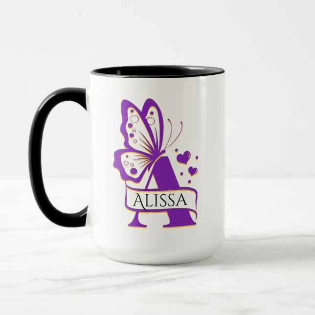 Mug de nom personnalisé, Coupe de papillon personn (Gauche)