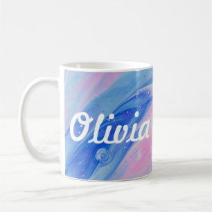 Mug de nom personnalisé rose et bleu