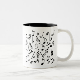 Mug de notes musicales - blanc et noir