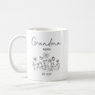 Mug De nouveau promue grand-mère EST 2027 Fleurs sauva