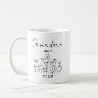 Mug De nouveau promue grand-mère EST 2027 Fleurs sauva