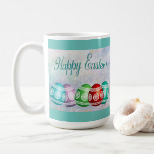 Mug de Pâques classique Oeufs colorés et Arrière -