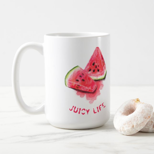 Mug de pastèque douce - Texte personnalisé (Avec donut)