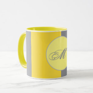 Mug De Personnaliser Jaune Clair Et Gris Doux