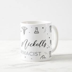 Mug de pharmacien personnalisé Écriture élégante