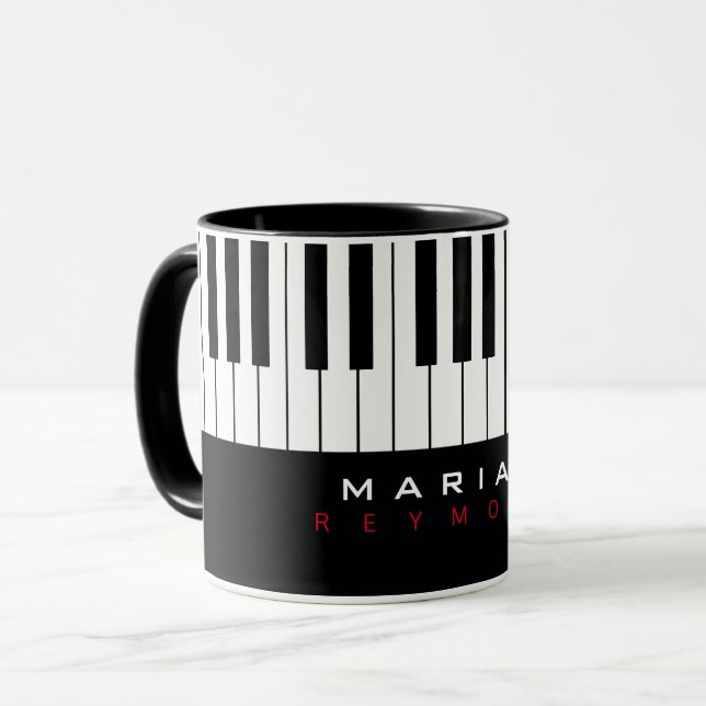 Mug de piano moderne avec nom (Devant gauche)