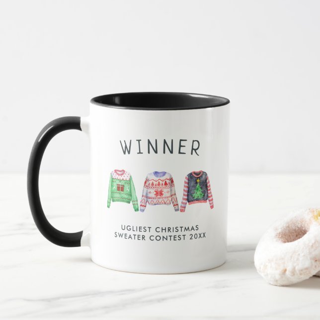 Mug de prix du concours de Pull de Noël laid (Avec donut)