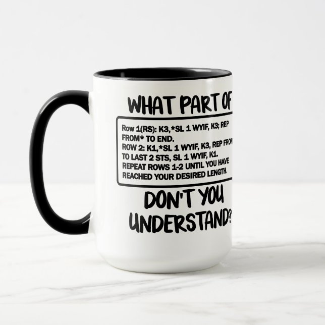 Mug De quelle partie (tricot) vous ne comprenez pas (Gauche)