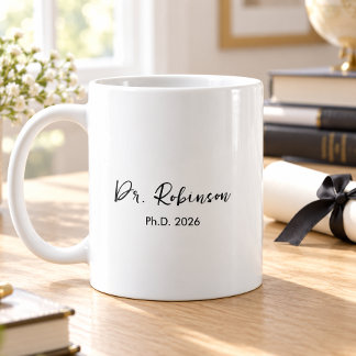 Mug de remise de diplôme de doctorat à script élég