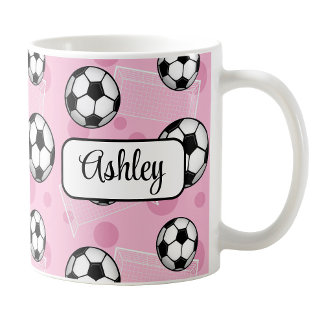 Mug de soccer rose personnalisé