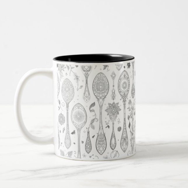 Mug de style Boho - cuillère complexe noire et bla (Gauche)