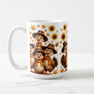 Mug de Thanksgiving avec famille de dindons