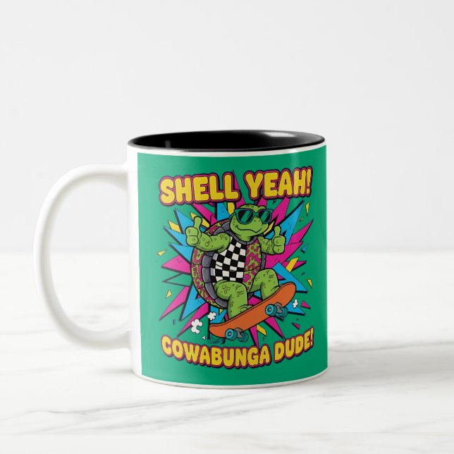 Mug de tortue de skateboard - Coquille drôle Ouais (Gauche)