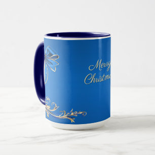 Mug de vacances Fleur Or Bleu
