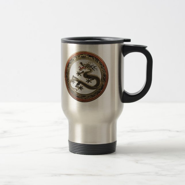Mug De Voyage [200] Dragon oriental sacré noir et or (Droit)