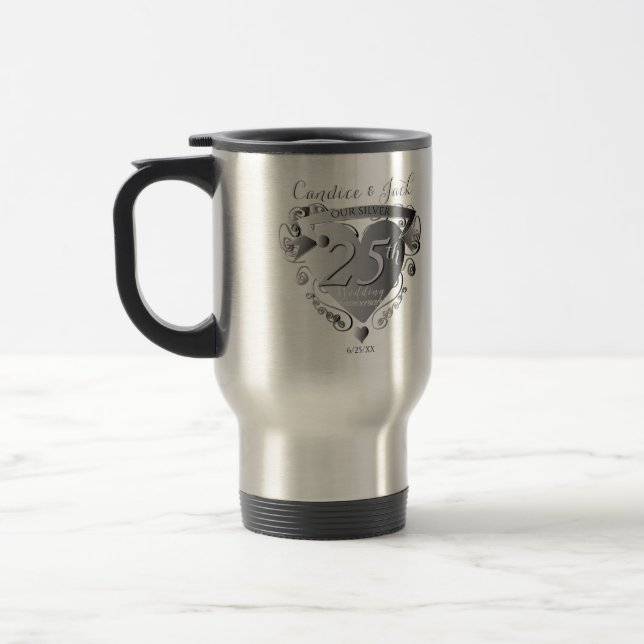 Mug De Voyage 25e anniversaire de Mariage d'argent Emblem de coe (Gauche)
