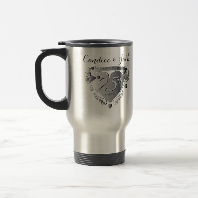 Mug De Voyage 25e anniversaire de Mariage d'argent Emblem de coe (Gauche)