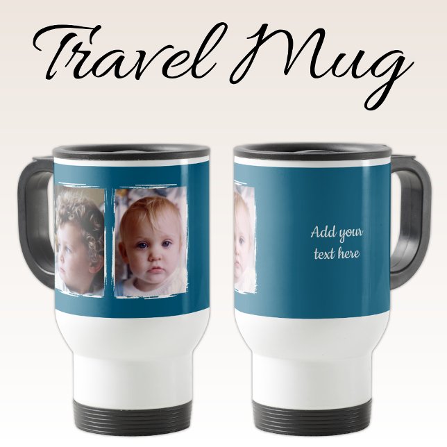 Mug De Voyage 2 photo custom text white blue (Créateur téléchargé)