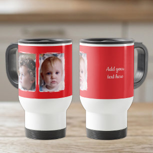 Mug De Voyage 2 texte personnalisé photo blanc rouge