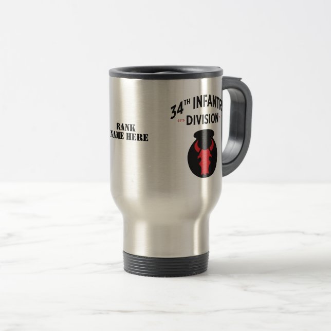 Mug De Voyage 34e division d'infanterie Militaire américain (Devant droit)
