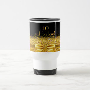 Mug De Voyage 40 fabuleux nom or noir élégant