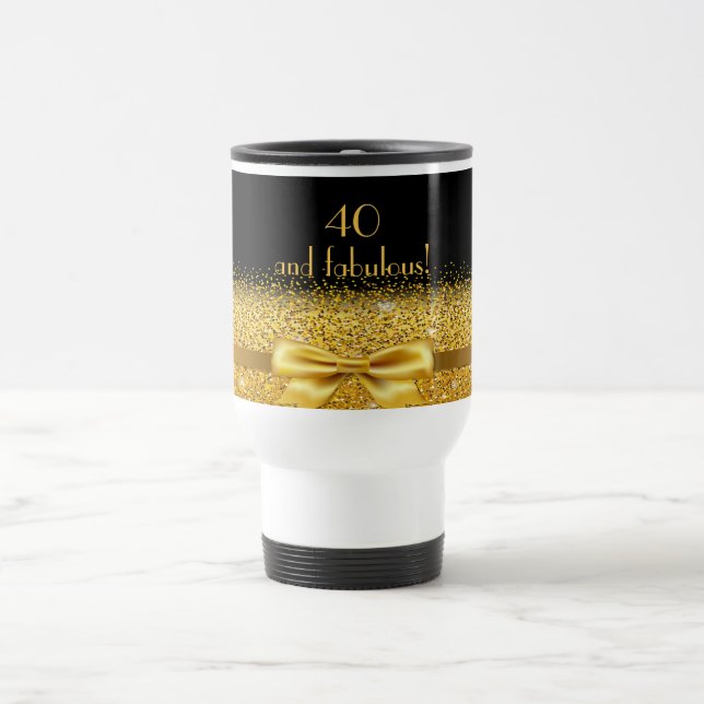 Mug De Voyage 40 fabuleux nom or noir élégant (Centre)
