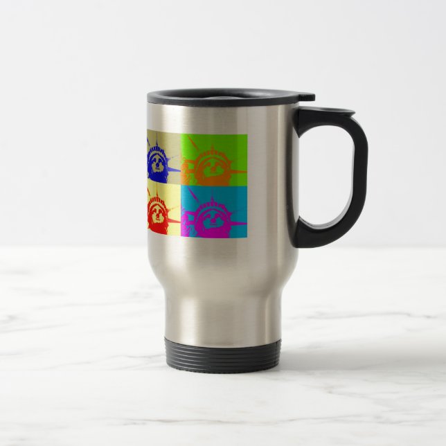 Mug De Voyage 4 Couleur Pop Art Lady Liberty (Droit)