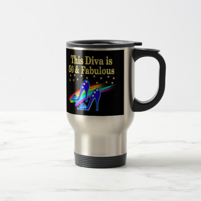MUG DE VOYAGE 50E ANNIVERSAIRE FABULOUS DIVA DESIGN (Droit)